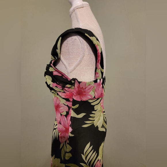🧡 3 for $20 Size 8 Woman's Floral Tropical Black Pink Dress Hi low - Picture 8 of 8